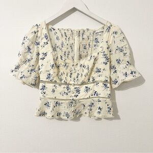 Reformation Daphne Top Orlaya Blue Floral Size 6